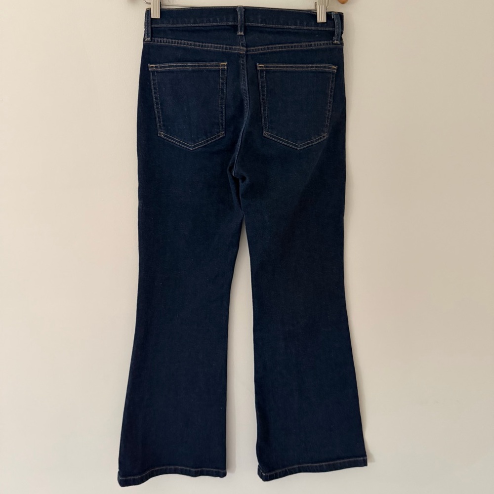 Gap Jeans 70s Flare High Rise Blue Denim Dark Wash 28 Petite - Picture 4 of 8